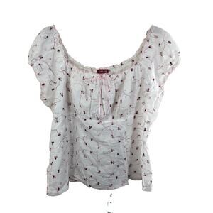 Libian Vintage Y2K Babydoll Embroidered Blouse Floral Coquette Fairycore 2X 3X